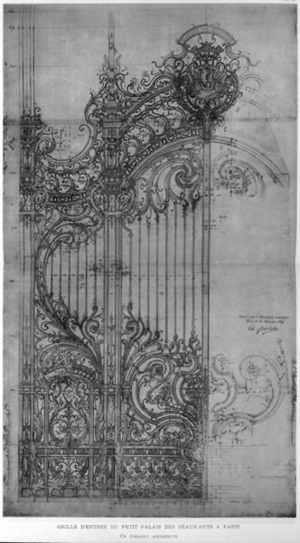 Design for the front gate of the Petit Palais (Small Palace) museum in Paris, de