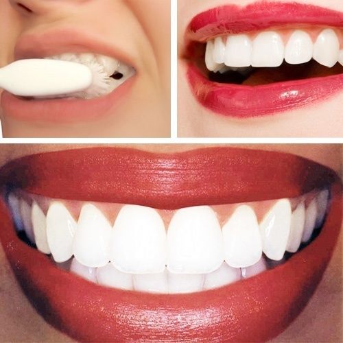 Dr. Oz Teeth Whitening Home Remedy:  1/4 cup of baking soda   lemon juice from h