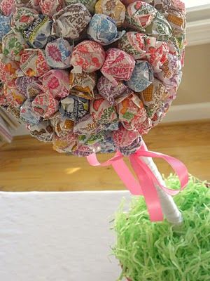 Dum dum topiary :D Cheaper and sweeter than flowers! @Fleurish Girl It is not to