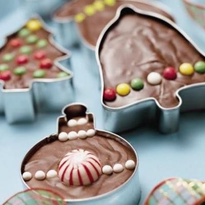 Fill cookie cutters and bake the brownies in them! Wrap individually and give as