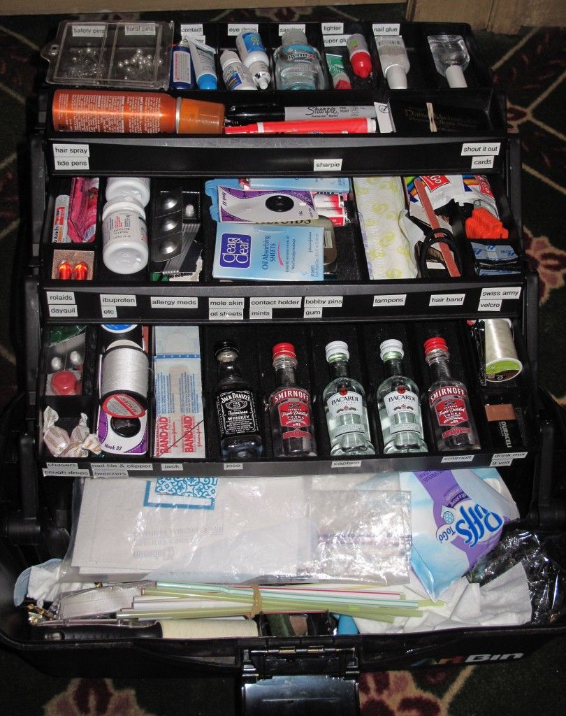 I hope someone does this for me. Wedding Emergency Kit- Tackle Box. fun!