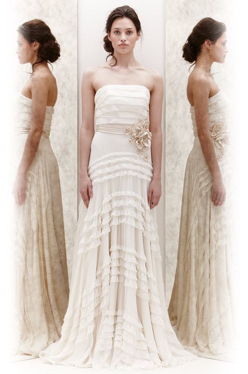 Jenny Packham wedding dress with ruffled skirt, Spring 2013