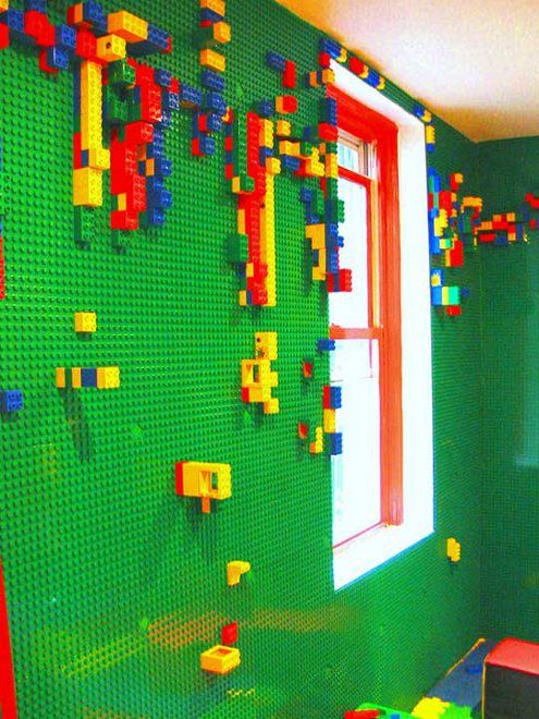 Legos Wall.  I might have to create a “hide from the husband” board for stuff li
