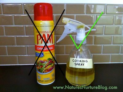 Make your own cooking spray — without the nasty additives! One part olive oil t