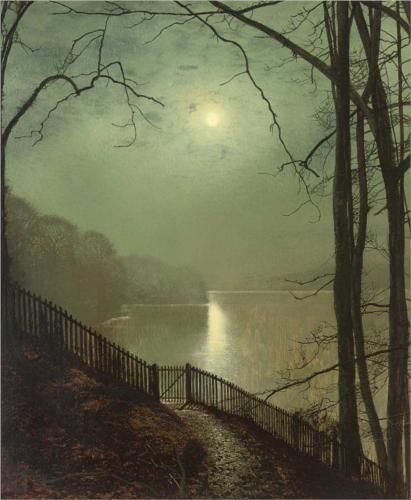 Moonlight on the lake Roundhay Park Leeds – John Atkinson Grimshaw