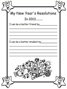 New Year's Resolution Writing- 1 page