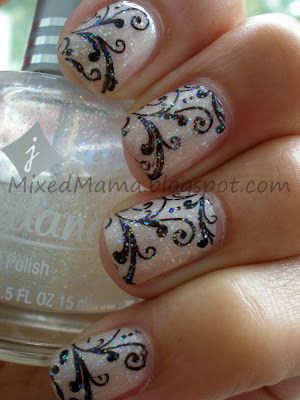 Nude Vintage Design: Made with Monster Bundle nail stamping plates.