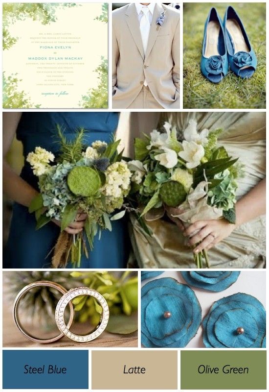 Olive Green & Blue Wedding