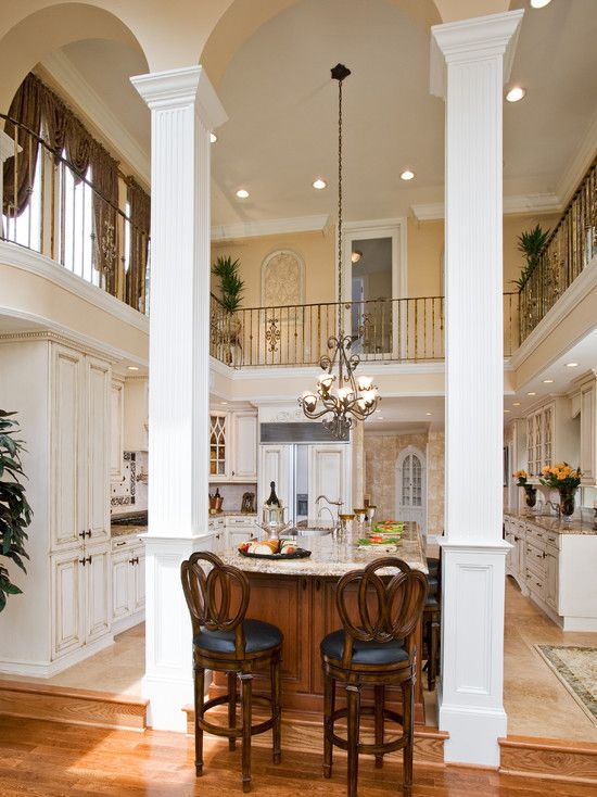 Open two story kitchen
