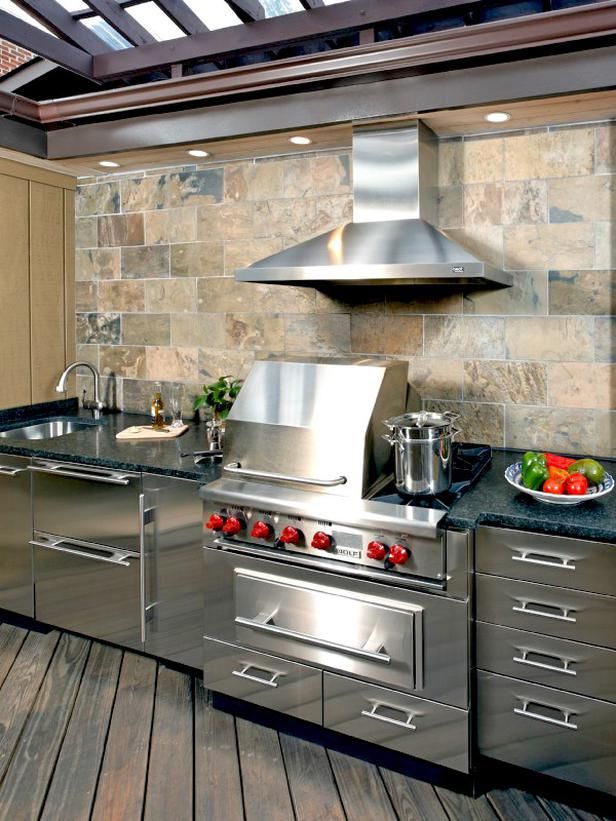 Outdoor Kitchen – Love the commercial stainless steel products. Consider a venti
