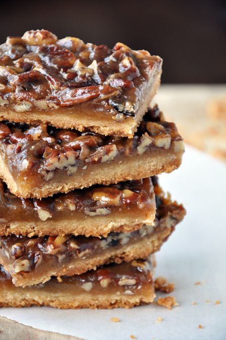 Pecan Pie Bars by justataste: All of the taste of the classic pie without the ha