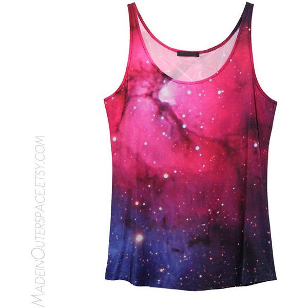 Pink/Purple Galaxy Stars Universe Tank Top Tee T-Shirt ($35) ❤ liked on P