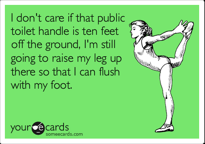 Public toilet = flush with foot… LOL