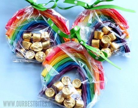 Rainbow Twizzlers & Gold Rolo for st patrick's day.