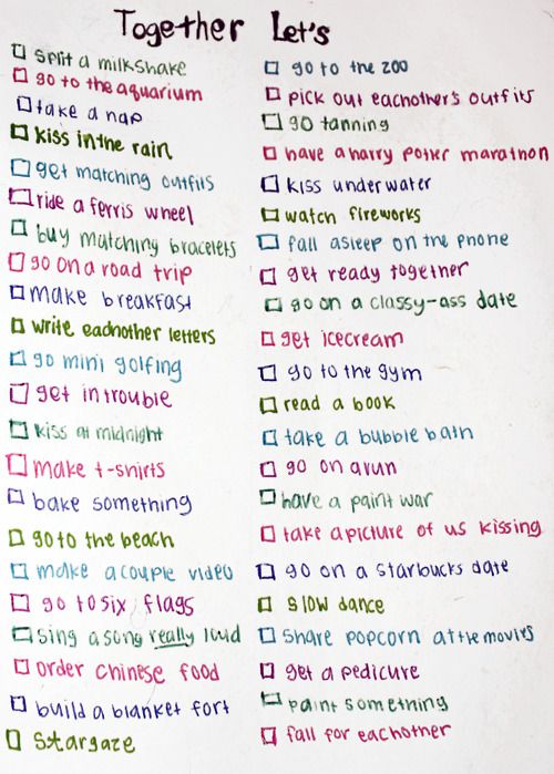 Relationship bucket list, so cute
