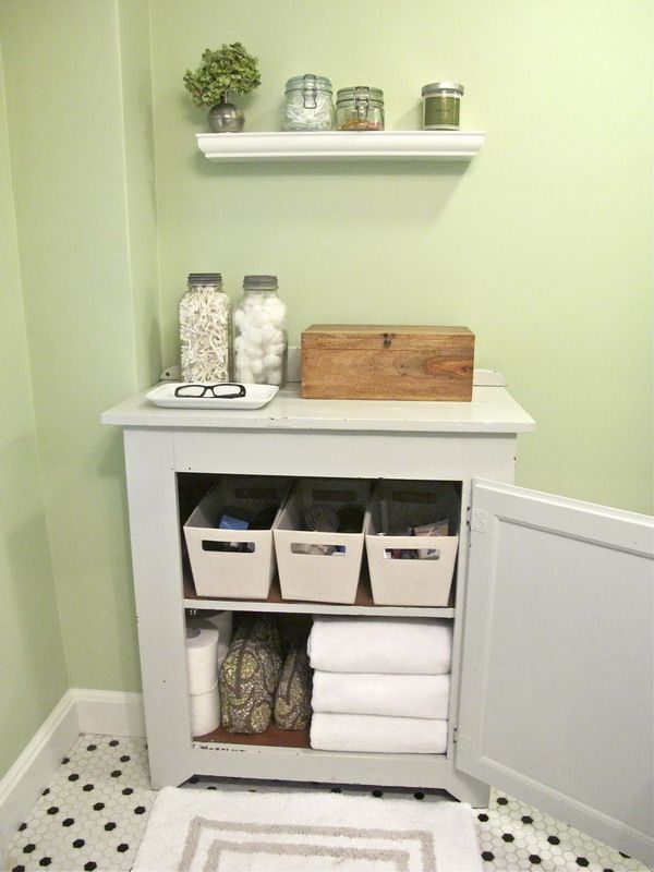 Small Bathroom Storage. Add a shelf to the sink cabinet