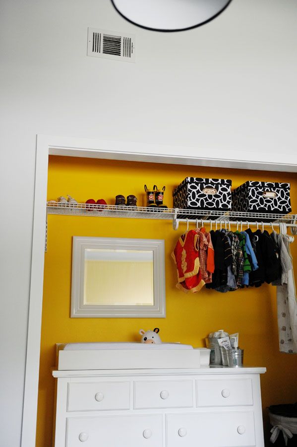 So simple, yet so fabulous! Paint your closet yellow! #closet #organization #yel
