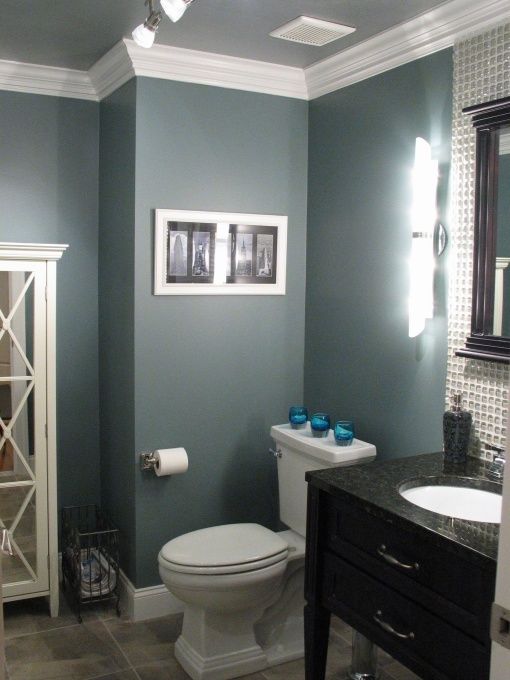 Super like this colour tone for bathroom. I really like this dark blue/gray colo