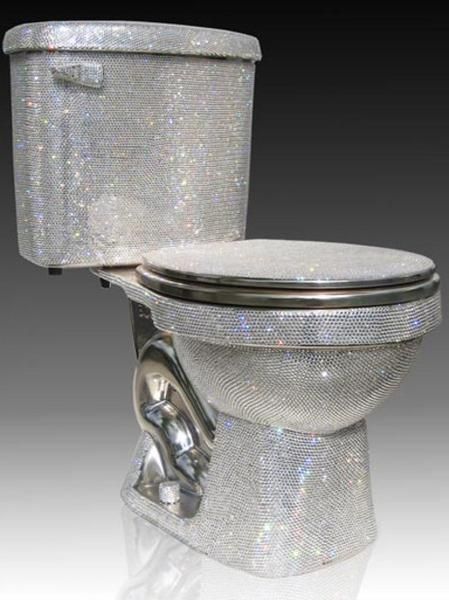 Swarovski crystal toilet. To add a royal flush to your throne. Imagine this in a