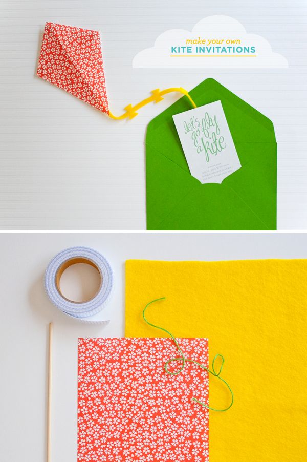 These DIY Kite Invitations are so sweet. #party #invitation #diy