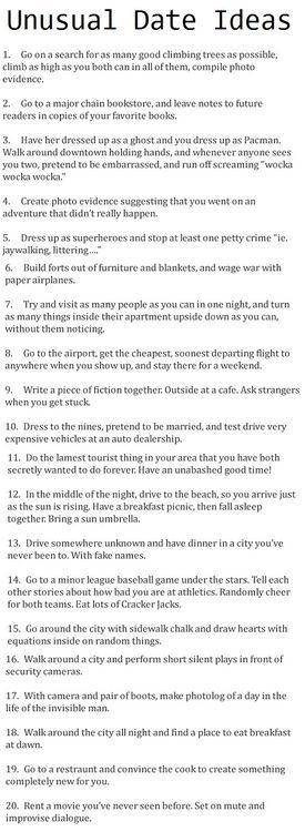 Unusual dates that would be awesome