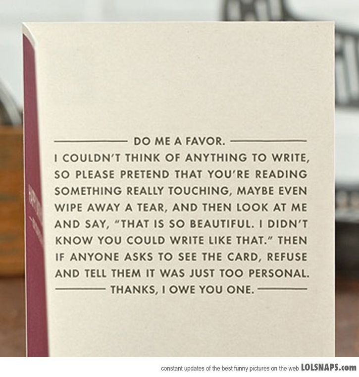 When you don't know what to write in a card…