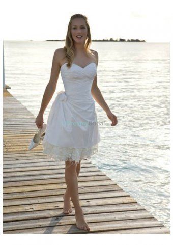 White Strapless Sweetheart Beach Satin Wedding Dress $95.98. It comes in other c