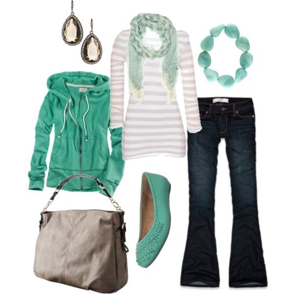 cute comfy everyday outfit. love this shade of green.