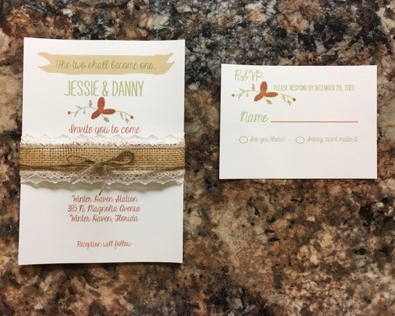 Floral Wedding Invitation with Burlap Belly band by Rusticpapers -   Handmade wedding invitation with burlap belly band ideas
