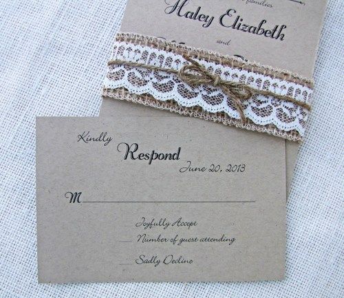wedding invitations, burlap wedding invitation,rustic,shabby wedding ... -   Handmade wedding invitation with burlap belly band ideas