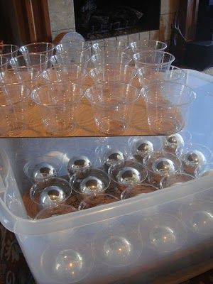 ornament storage – glue cups to the cardboard cut to fit the box.  So very very