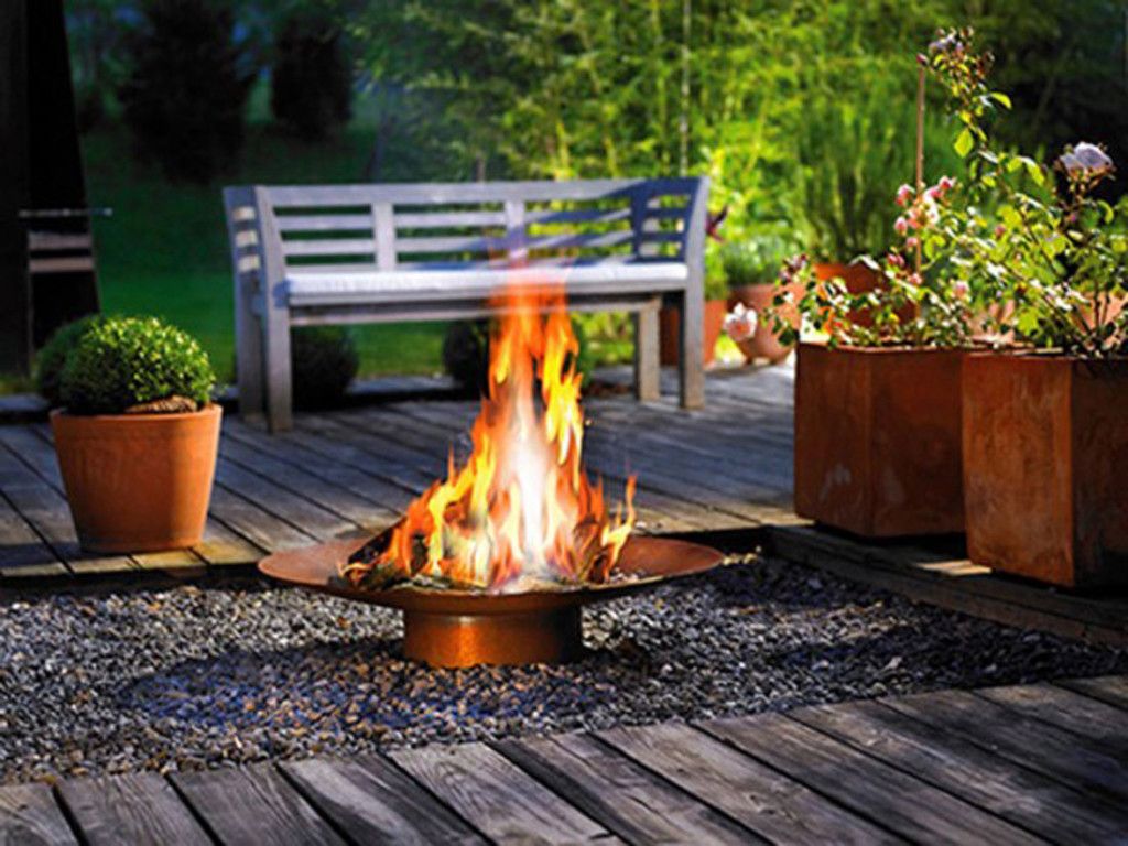 Fascinating Outdoor Fireplace Designs Wooden Bench Backyard Deck ... -   Outdoor Fireplace Ideas