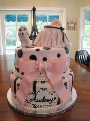 paris themed baby shower cake