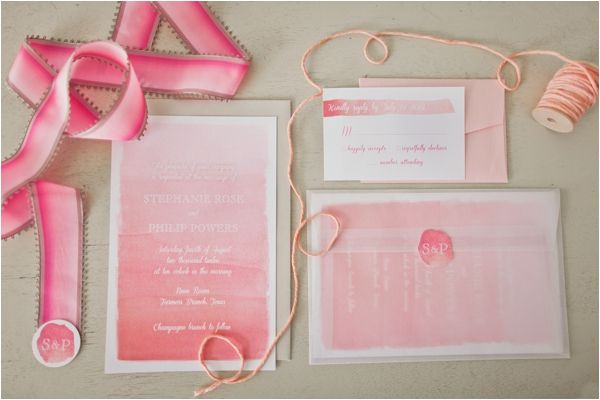 pink ombre wedding invites