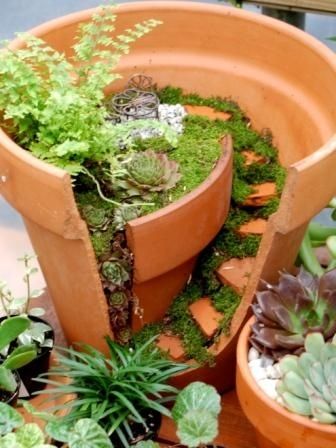 Or if you’ve got the artistic skill, make a little micro-garden out of those shards. -   How To Reuse Your Broken Things
