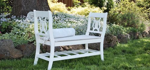 This French-style bench is, amazingly, made from two broken chairs. -   How To Reuse Your Broken Things