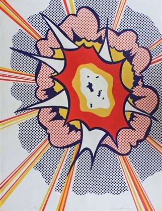 roy lichtenstein, "explosion," lithograph, 1967.