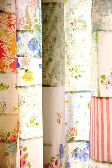 pretty curtains made from a patchwork of vintage ... -   vintage patchwork curtains