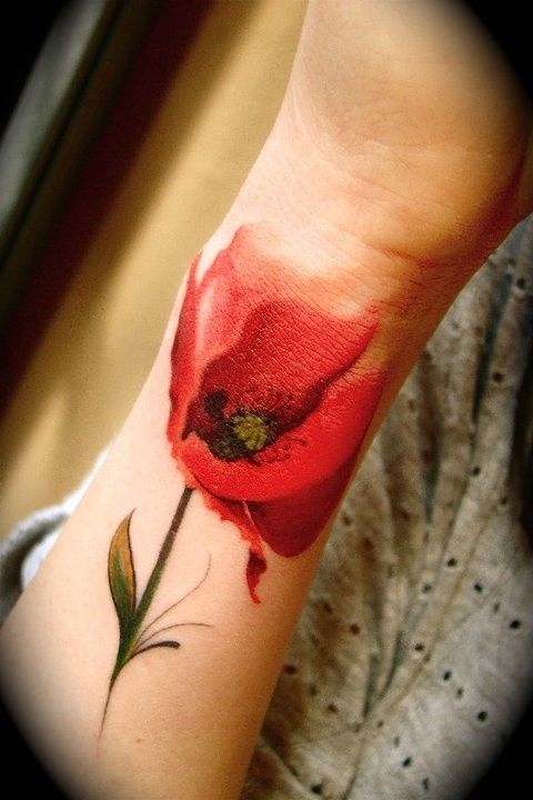 watercolor tattoo on the wrist @donna downey