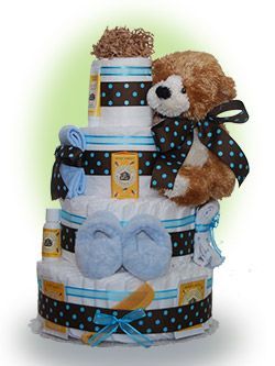 4 Tier Teal Blue Contemporary Diaper Cake  Price: $127.00 #baby #party #events
