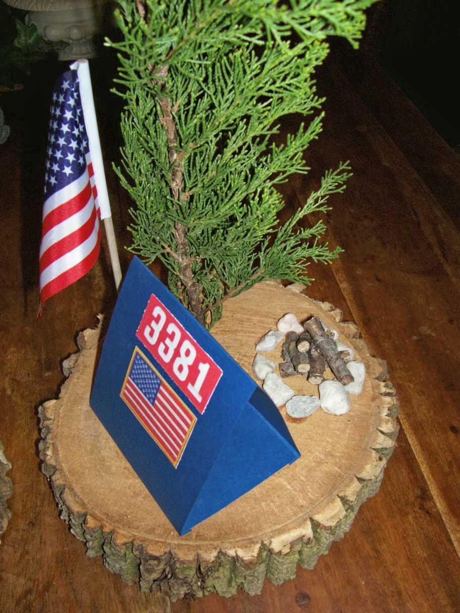 Boy Scouts centerpiece idea. Blue and Gold or District Dinner
