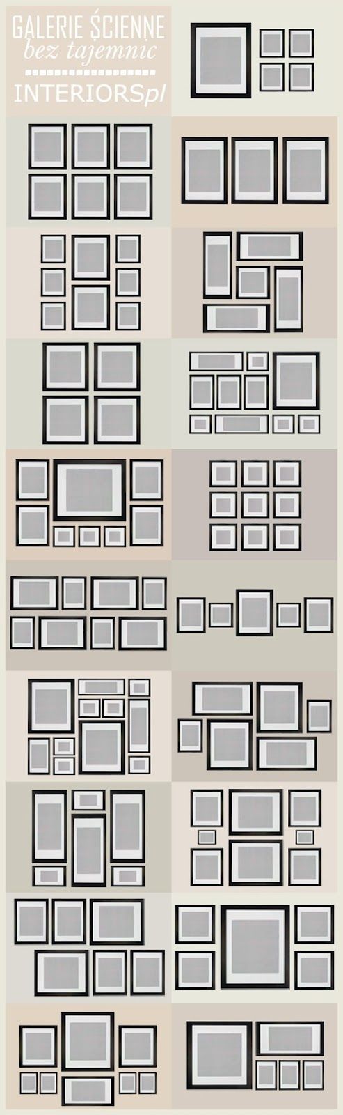 Cheat sheet for arranging photos on the wall