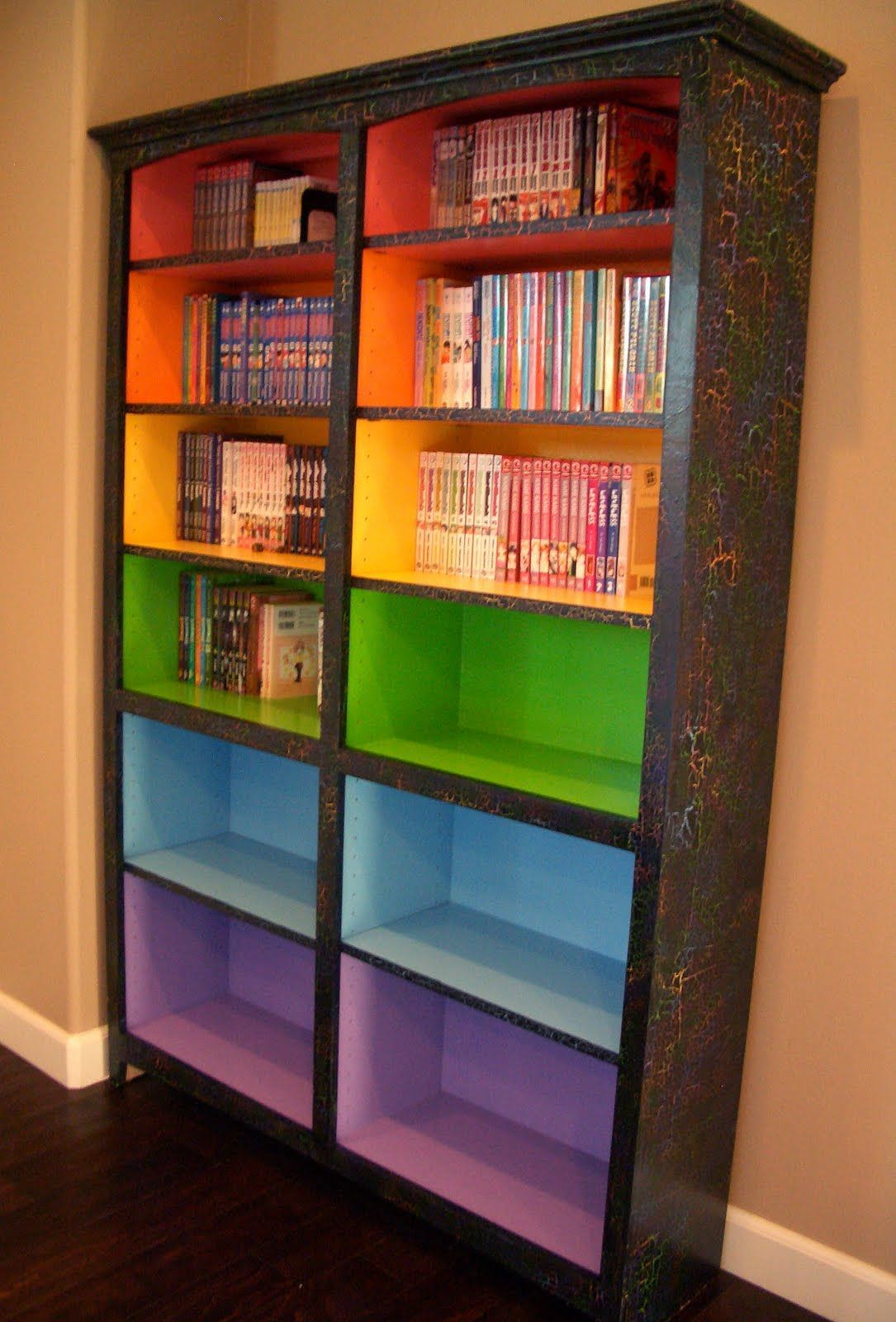 Colored Bookshelves.