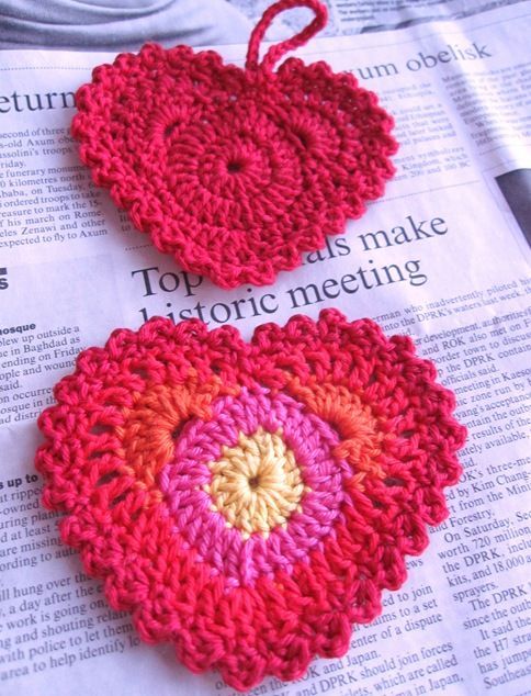Crocheted hearts