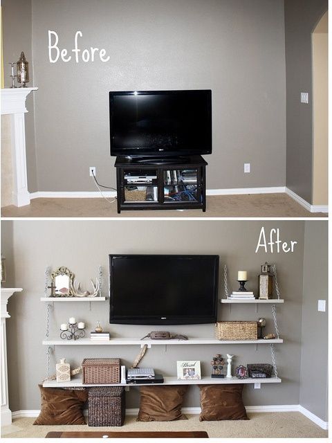 DIY Living Room Media Shelves – for upstairs one day