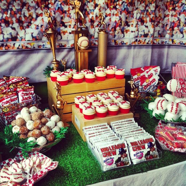Dessert Table at a Baseball Party #baseballparty #desserttable