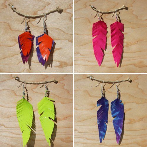 "Duct Tape Feather Earrings" by  duct tape, handmade earrings, handmad
