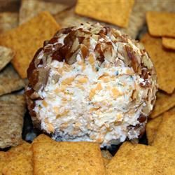 Easy cheese ball ("secret" ingredient: ranch dressing mix). THE most r