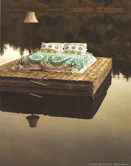 Floating bed, pond