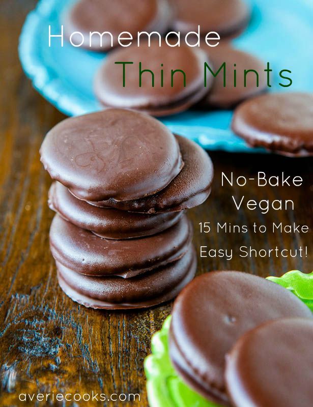 Homemade Thin Mints. No-Bake, ridiculously easy, 3 ingredients, & made in 15